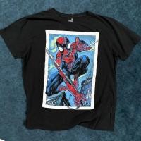 ราคา เสื้อยืดมือสอง การ์ตูน ฮีโร่ Marvel Comic สีดำ ลาย Spiderman สกรีนคมสีสด สภาพใหม่ ลิขสิทธิ์แท้ L (27810088834)