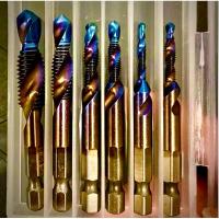 ราคา ดอกต๊าปเกลียว metal ชุดดอกสว่านต๊าปเกลียวในตัว ชุดต๊าปเกลียวชุบ (6ตัวM3-M10) ดอกสว่านหกเหลี่ยม ชุดดอกเจาะ ไฮสปีด ชุบไทเท (29877073046)
