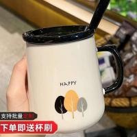 ราคา แก้วเซรามิค แก้วกาแฟ แก้วมัค ถ้วยเซรามิกพร้อมฝาปิดช้อนคู่เด็กน่ารักสร้างสรรค์โฮมออฟฟิศถ้วยกาแฟถ้วยน้ําฤดูร้อนชาย (43161257378)