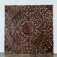ราคา แผ่นไม้แกะสลัก ไม้สัก ขนาด 75 x 75 ซม. สีน้ำตาลโอ๊ค Teak Wood Carving 75cm. (25983560961)