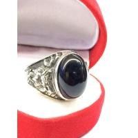 ราคา แหวนเงินแท้ลงดำลายข้างเสือคำรามหัวนิลดำหลังเบี้ย ขนาด 61,63 (1894580984)