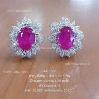 ราคา ต่างหูทับทิมล้อมเพชรแท้ เรือนทองขาว 18k (11250554602)