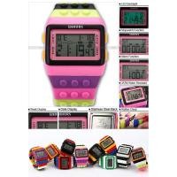 ราคา SHHORS LCD Digital Alarm Lady Men Block Constructor Stopwatch Sport Rubber Watch LED091 (3594760576)
