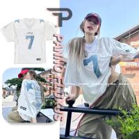 ราคา Pannofluxus เสื้อยืดผู้ชายแขนสั้น American High Street หลวมสบายๆ V คอเสื้อกีฬา (24943193180)