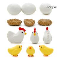 ราคา [GZMJ] 12 ชิ้นขนาดเล็กไก่ไก่ไก่ครอบครัวรูปปั้นไข่หุ่นบ้านตุ๊กตาตกแต่งสวน (26726250102)