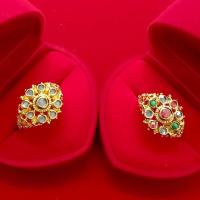 ราคา แหวนสุโขทัยเพชรซีกโบราณดอกพิกุลแบบสวยงามเพชรซีกล้วนและเพชรซีกสลับสีตัวเรือนเหรียญสตางค์ชุบทองไมครอนราคาย่อมเยา (43260440579)