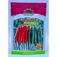 ราคา พริกอัมพวา 36 เมล็ดพริกลูกผสม ตราตะวันต้นกล้า เก็บไว ดก ยาว ต้านทานโรค (29177660544)