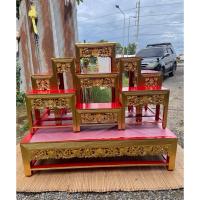 ราคา โต๊ะหมู่บูชาไม้สักขาหวาย หมู่ 9 หน้า 10 งานแกะสลักปิดทอง (44056313317)