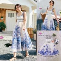 ราคา M9 งานป้าย Widelia@Real Dress ชุดเดรสยาวสายเดี่ยวผูกโบว์พิมพ์ลาย สำหรับผู้หญิง เสื้อผ้าแฟชั่นผู้หญิง ไซส์ S-L (41465305448)