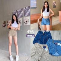 ราคา st.f_shopNINA Jeans #456 กางเกงขาสั้นผ้ายืดเอวสูงสุดแซ่บ งานแต่งขอบกระดุมทองสองเม็ด เอวสูงปรี๊ด แต่งยับหน้าขา (16070135403)