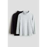ราคา H&M เสื้อคอเต่า แพ็ค 2 ชิ้น สีดำ/เทา ไซด์ 4-6 ปี ของแท้ ใหม่ พร้อมส่ง (41609394502)