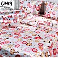 ราคา OHM ผ้าปูที่นอนและผ้านวมคู่ ผ้าซาตินแท้ 330 เส้น ขนาด 5 ฟุต 6 ชิ้น (ลายดอกไม้ชมพูหลากสี) (904881156)