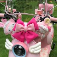ราคา SINGYI จักรยานไฟฟ้า Bowknot, รถตกแต่ง DIY รถจักรยานยนต์ที่นั่งด้านหลังโบว์,หวานน่ารักจัดแต่งทรงผม Dual-สีรถจักรยานยนต์หมวกกันน็อคตกแต่งผู้หญิง (41570189564)