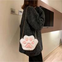 ราคา Cat Paw Crossbody Bag Fur Bag Womens Hand Cat Pet Chain Strap Bag tingkin store (26415167872)