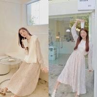 ราคา PPARE(DR012)✨เดรสลายดอก ชุดเซ็ทเดรสและเสื้อกั๊ก 2 ชิ้น แขนยาวน่ารัก กระโปรงอัดพลีท (23385077079)