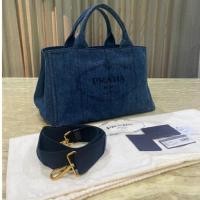 ราคา Prada canapa denim tote ของแท้ มือสอง ปราด้า พราด้า แบรนด์เนม กระเป๋ามือสอง สะพายข้าง (22720423282)