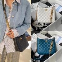 ราคา CHANEL กระเป๋าไหล่ Messenger Bag ใหม่ สำหรับปี 2022 สไตล์ Hip-Hop สีดำเงิน ทำจากหนังลูกวัว สำหรับผู้หญิง (26891738360)