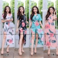 ราคา จั้มสูทก้านแก้ว กางเกงขาสั้นกระโปรงผ่าข้างแขนสั้น เสื้อเย็บไขว้คอวี งานสวยผ้าไหมอิตาลี่ (3162941272)