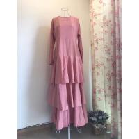 ราคา เดรสยาวระบายชั้นๆ สีชมพู (7845865358)