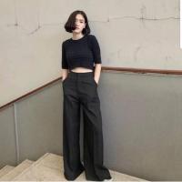 ราคา กางเกงขายาวเอวสูง ซิปหน้า ทรงกระบอกใหญ่ (728530262)