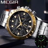 ราคา MEGIR นาฬิกาข้อมือสายสแตนเลสสำหรับผู้ชาย 2087 (2555165877)