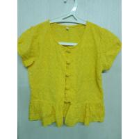 ราคา เสื้อฉลูลายลูกไม้เหลืองแต่งชายระบาย (23638475908)