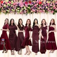 ราคา เดรสยาว ชุดราตรียาว ธีมแดงเลือดหมู ชุดราตรีสีแดง เรียบหรู เดรสงานแต่ง ชุดไปงานแต่ง Dress Woman (43562186948)