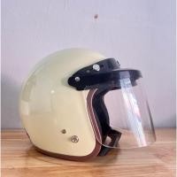 ราคา หมวกกันน็อคเต็มใบเปิดหน้า วินเทจ สีครีม สีดำด้าน สีดำเงา (Free size) (22784246450)