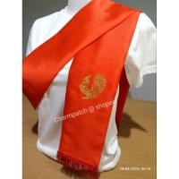 ราคา สไบมอญ สีแดง ปักหงส์ดิ้นทอง ผ้าไหมอย่างดี สะไบปักหงส์มอญ สไบมอญปักหงส์ สไบแดง (25426898107)