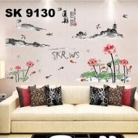 ราคา SK9130 สีแดง LOTUS WALLSTICKER WALL STICKER 60x90 WALLSTICKER LUXURY WALL STICKER ELEGANT RETRO CLASSIC ROOM DECORTATION WALL STICKER (26815219949)