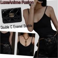 ราคา ชาแนล Chanel Double C Enamel Buckle/สายสะพายโซ่ถอดได้/กระเป๋าคาดเอวหนังแกะ/สุภาพสตรี (29987943244)