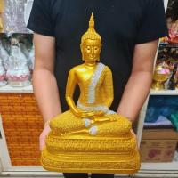 ราคา พระพุทธรูปปางสมาธิ จีวรลายดอกพิกุล (หน้าตัก9นิ้ว สูง32ซม.)งานลงสีน้ำทองประดับกากเพชร มาตั้งบูชาเป็นพระประธาน (15023012999)