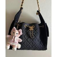ราคา Chanel Small Denim Black Shopping Bag Drawstring Chain Handbag Female Bag (26240757752)