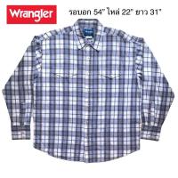 ราคา ⭐️มือ2⭐️Wrangler ลายสก๊อต กระดุมมุก สีน้ำเงิน-ขาว (17024602229)
