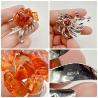 ราคา เข็มกลัดเงินแท้ แต่งอำพันแท้ เนื้อสวยใส (26013595111)