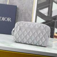 ราคา DIOR CD Diamond กระเป๋าผ้าใบโลโก้ซิปเปิดและปิดผ้าใบสะกดหนังลูกวัวถุงซักผ้า 1154 (24094625122)