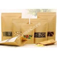 ราคา แพ็คละ 50 ใบ ถุงกระดาษคราฟท์หน้าต่างใส มีซิป ตั้งได้ (4067283667)