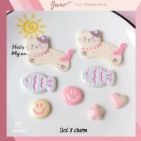 ราคา ชุดสติ๊กเกอร์ 8 ชิ้น เครื่องราง 3D พร้อมธีม Cat and Fish Running พลาสติกแข็งติดรองเท้าแตะ Cross รองเท้าแตะ Gamo Crocodile JB-356 (41306479378)