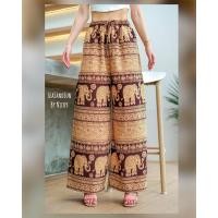 ราคา กางเกงช้างขายาวทรงกระบอก เอวสูง ลายช้างล้านนา สีน้ำตาล-ทอง สวยแพง แนะนำเลยคร่า ผ้าไหมอิตาลีพรีเมียม (25062380337)