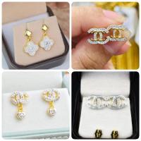 ราคา ต่างหูทองไมครอน ต่างหูชุบทองแท้ 100% ต่างหูทองชุบ เศษทองคำแท้ สร้อยหุ้มทอง ชุบทอง 24K(ไม่ลอก ไม่ดำ) (20151559737)