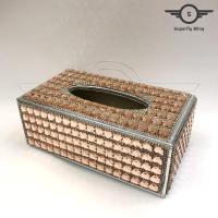 ราคา กล่องทิชชู่คริสตัลแท้ กล่องใส่กระดาษทิชชู่ สี่เหลี่ยมผืนผ้า ประดับด้วยแก้วคริสตัล สี Rose gold (2452280253)