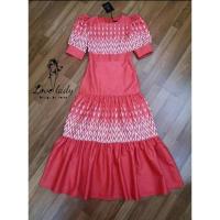 ราคา เดรสยาว สีแดงผ้าไทย แขนตุ๊กตา (9243122770)