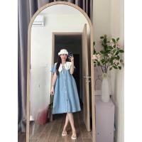 ราคา [Minnstudio] เดรสยีนส์ทรงเอคอปกบัวสีขาว ชุดคลุมท้องทรงหลวมใส่ทํางานหรือออกงานก็สวย - กระโปรงบอส (28188770388)