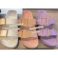 ราคา Charles Keith Metallic Buckle Slide Sandals รองเท้าแตะส้นแบน (10686475527)