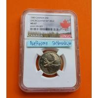 ราคา เหรียญเกรด NGC MS67 Uncirculated Set Issue Canada 25C ปี 1980 (27358631906)
