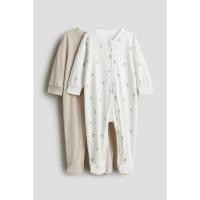 ราคา H&M(เอชแอนด์เอ็ม) ชุดนอนหมีแบบซิปรูดแพ็ค 2 ชิ้น Infants 2-pack zip-up sleepsuits 1197187_18 (26241963026)
