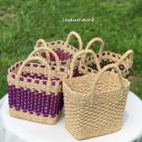 ราคา กระเป๋าเชือกปอสี่เหลี่ยม กระเป๋าสาน (11569709506)