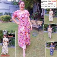 ราคา เดรส สาวอวบ ชุดทำงาน ชุดออกงาน แฟชั่น คอระบาย ฟรีไซส์ 3XL - 6XL ชุดผู้หญิง เสื้อผ้าคนอ้วน เสื้อผ้าสาวอวบ DMD020 (3171361711)