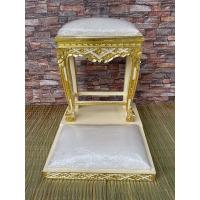 ราคา โต๊ะกราบพระแท่นกราบพระแบบคุกเข่า แท่นกราบพระงานรองสีปิดทอง งานไม้สน (26322639424)