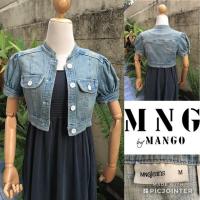 ราคา 2sis1bro แบรนด์แท้ MNG Jeans เสื้อแจ็คเก็ตยีนส์ เอวลอย แขนสั้น คอจีน มือสอง พร้อมส่ง sz M (1611196839)
